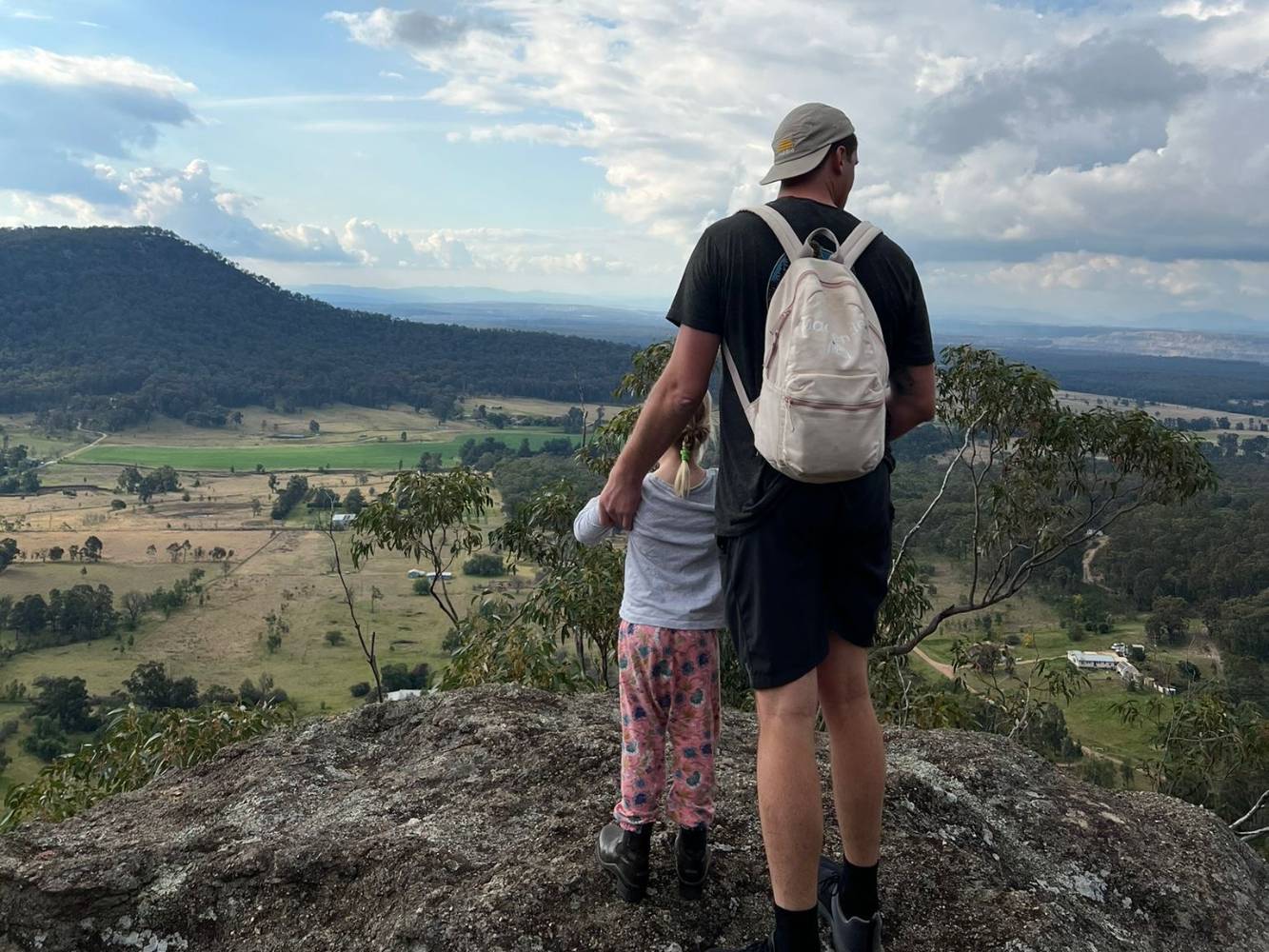 Top of mountain behind us. 2hr return bush hike.