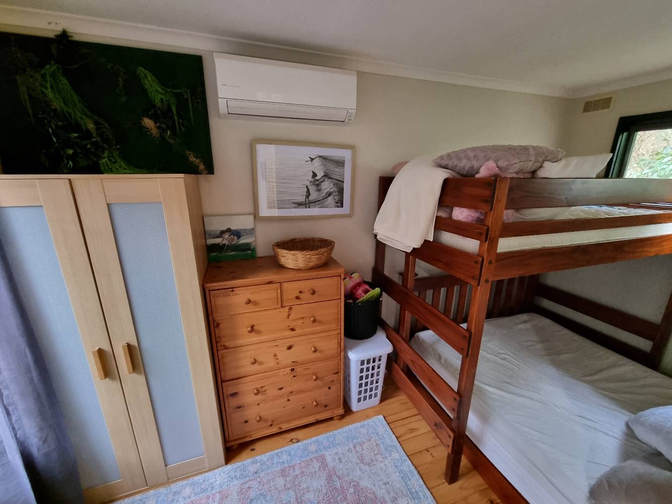 2nd bedroom, queen and  single bunk