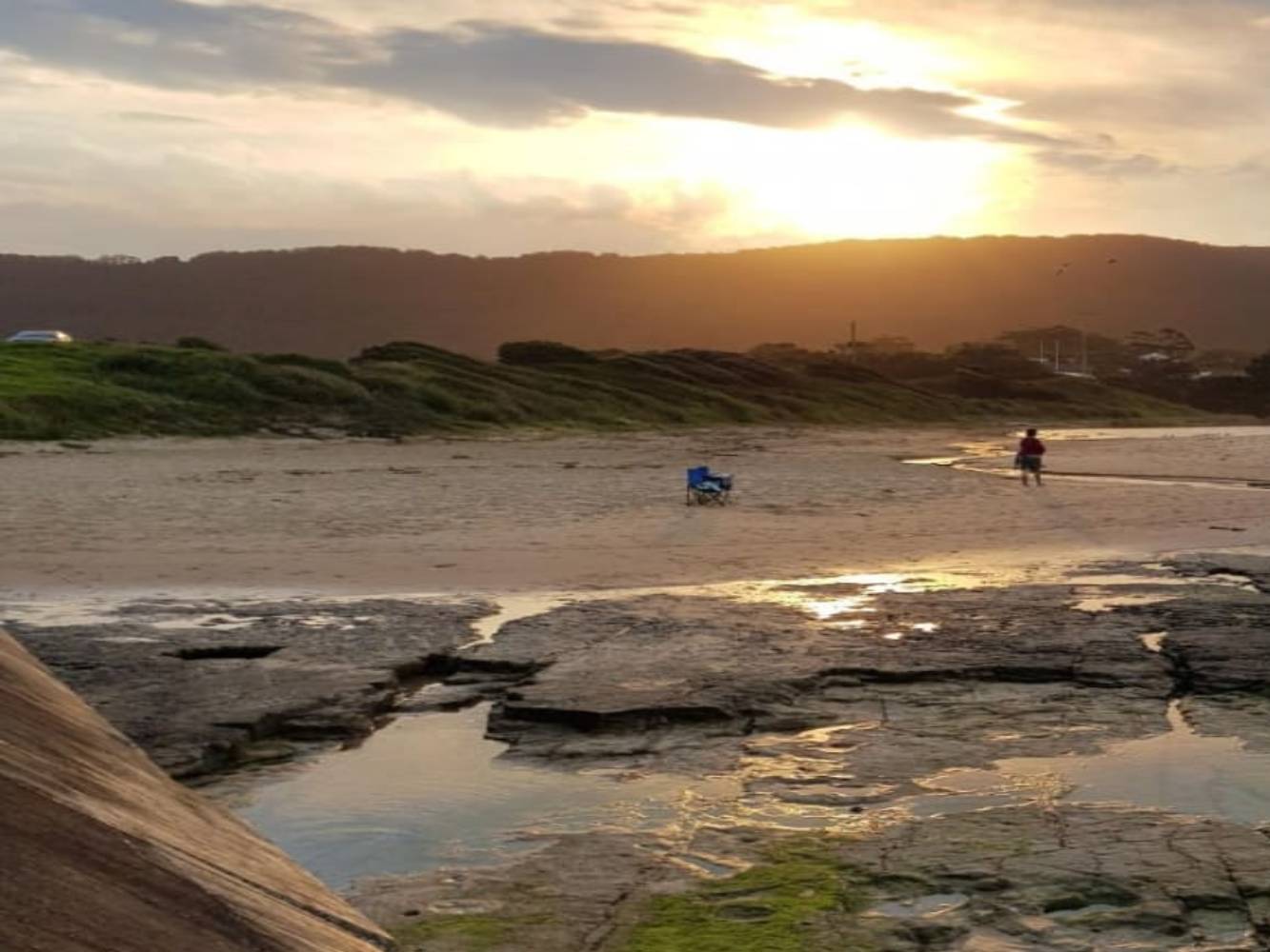 Illawarra escarpment at sunset from the beach