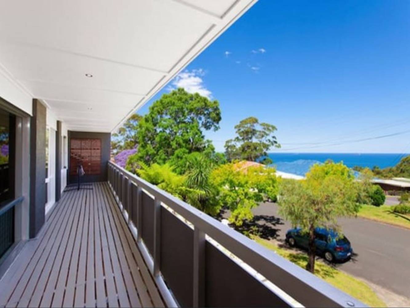 front deck with ocean views and many native birds come to visit