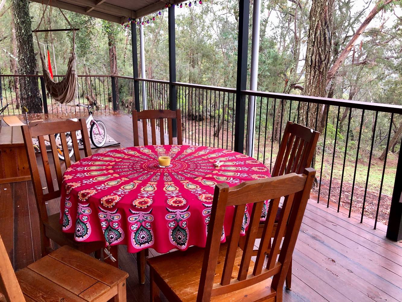 Covered deck overlooking the valley