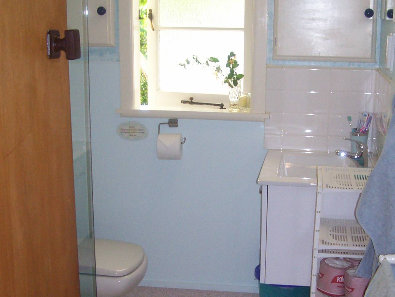 Bathroom with level access shower