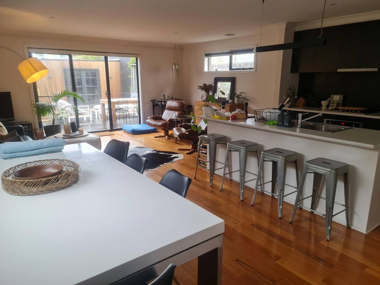 kitchen and living area